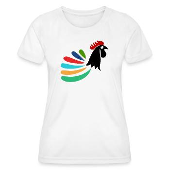 COQ. CHEVAL. POULE. COQ. ANIMAL. OISEAU. LICORNE. - T-shirt sport Femme - blanc - Devant - AI Model Female 172 dark (172cm)