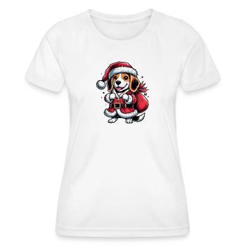 Beagle Santa Claus - T-shirt sport Femme - blanc - Devant - AI Model Female 172 dark (172cm)