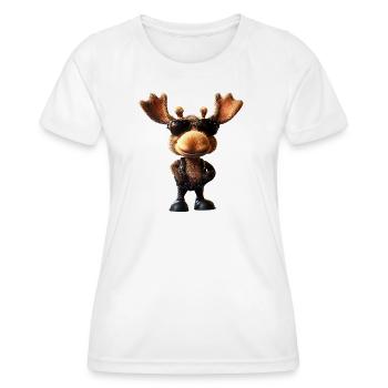 Orignal, Mosses, Bull, Eli, Bois, Cerf, Orignal sauvage - T-shirt sport Femme - blanc - Devant - AI Model Female 172 dark (172cm)