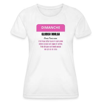 Dimanche - Globish Boulga - French Touch inside - T-shirt sport Femme - blanc - Devant - AI Model Female 172 dark (172cm)