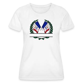 Fahnen USA Iowa Lorbeerkranz Banner - Frauen Funktions-T-Shirt - Weiß - Vorne - AI Model Female 172 dark (172cm)