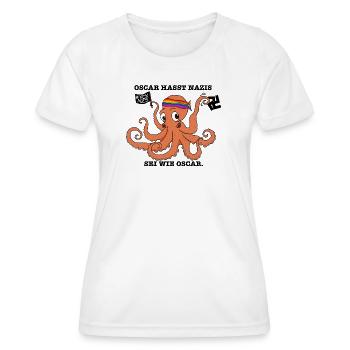 Oscar hasst Nazis - Frauen Funktions-T-Shirt - Weiß - Vorne - AI Model Female 172 dark (172cm)
