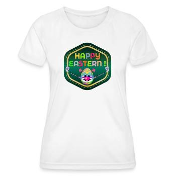 HAPPY EASTERN EGGS PLAYING GOLF - Women's Functional T-Shirt - white - Front - AI Model Female 172 dark (172cm)