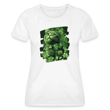 St Patricks day Katze - Frauen Funktions-T-Shirt - Weiß - Vorne - AI Model Female 172 dark (172cm)