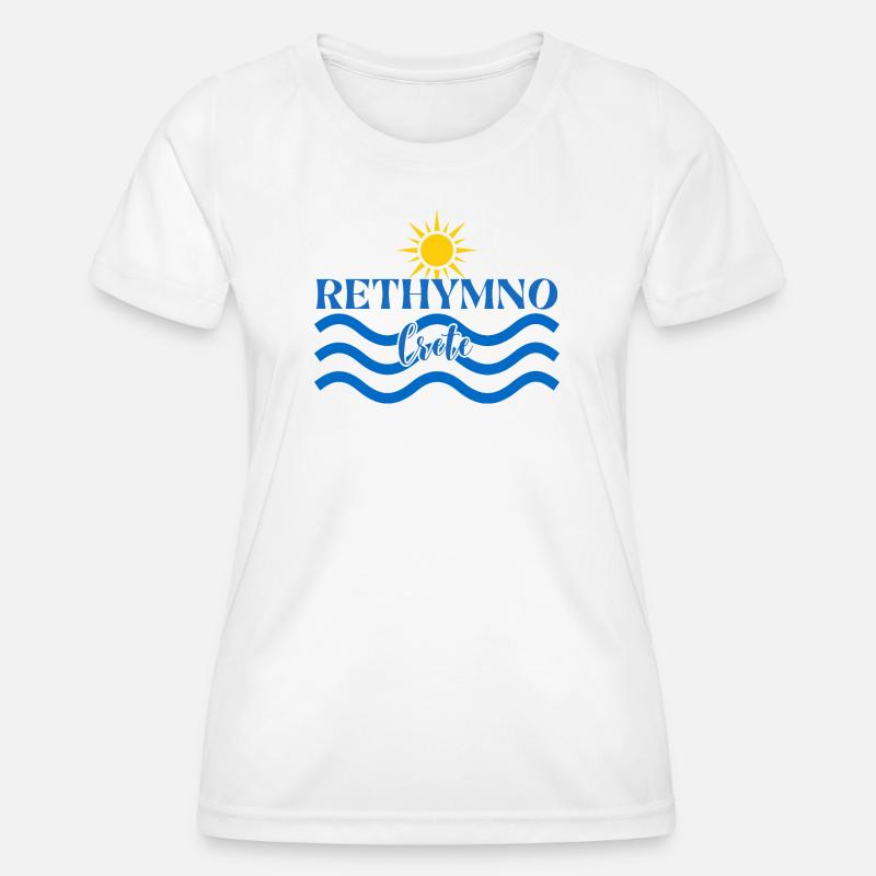 Rethymno Sunset Wave Design - Women's Functional T-Shirt - white