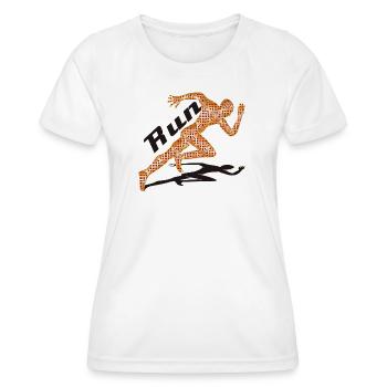 Motif de sprint dynamique dans un design extravagant - T-shirt sport Femme - blanc - Devant - AI Model Female 172 dark (172cm)