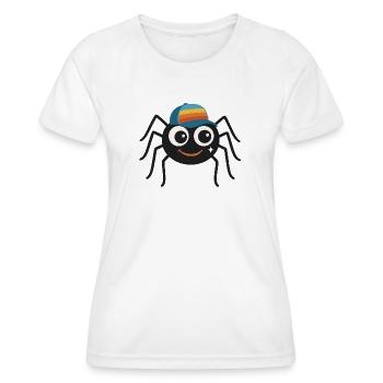 Araignée cool avec casquette rétro – mignonne et effrontée - T-shirt sport Femme - blanc - Devant - AI Model Female 172 dark (172cm)