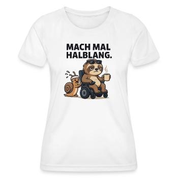 Faultier und Schnecke Kaffee Pause Humor Lustig - Frauen Funktions-T-Shirt - Weiß - Vorne - AI Model Female 172 dark (172cm)