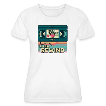 VHS Retro Friendship: Bitte zurückspulen - Frauen Funktions-T-Shirt - Weiß - Vorne - AI Model Female 172 dark (172cm)