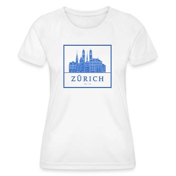 Zürich Skyline Blau Silhouette - Frauen Funktions-T-Shirt - Weiß - Vorne - AI Model Female 172 dark (172cm)