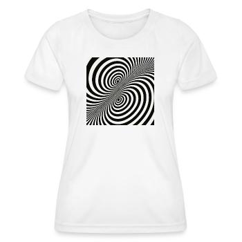Optische Täuschung Spiralmuster in Schwarz-Weiß - Frauen Funktions-T-Shirt - Weiß - Vorne - AI Model Female 172 dark (172cm)