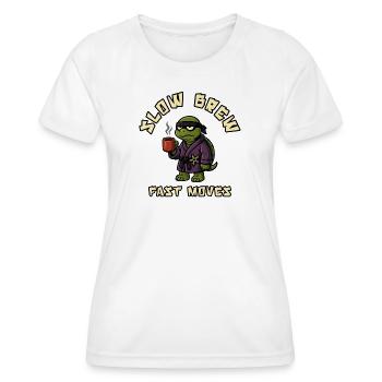 Tortue Slow Brew Fast Moves - T-shirt sport Femme - blanc - Devant - AI Model Female 172 dark (172cm)