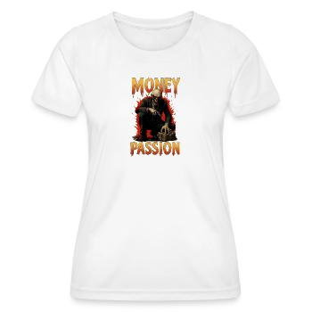 Passion de l’argent – Avidité pour l’argent - T-shirt sport Femme - blanc - Devant - AI Model Female 172 dark (172cm)