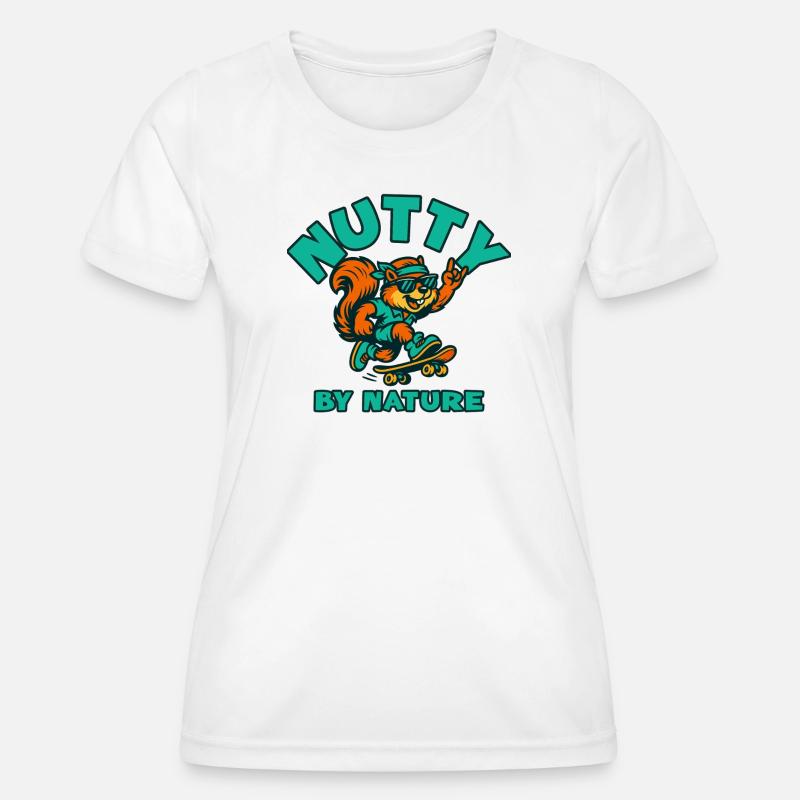 Nutty by Nature Squirrel Skate - Women's Functional T-Shirt - white