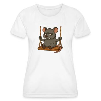 Mürrische Maus Ratte Schaukeln Genervt Angry - Frauen Funktions-T-Shirt - Weiß - Vorne - AI Model Female 172 dark (172cm)