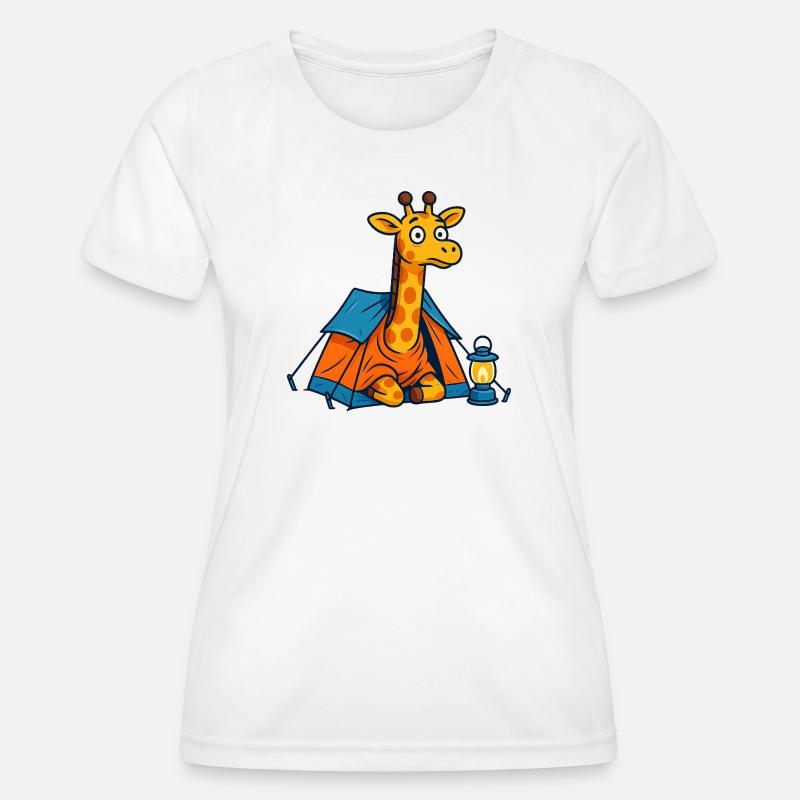 Cartoon Giraffe Camping Design - Women's Functional T-Shirt - white