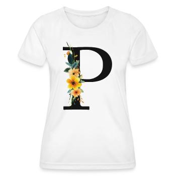 P Monogramme, Floral, Personnalisable - T-shirt sport Femme - blanc - Devant - AI Model Female 172 dark (172cm)