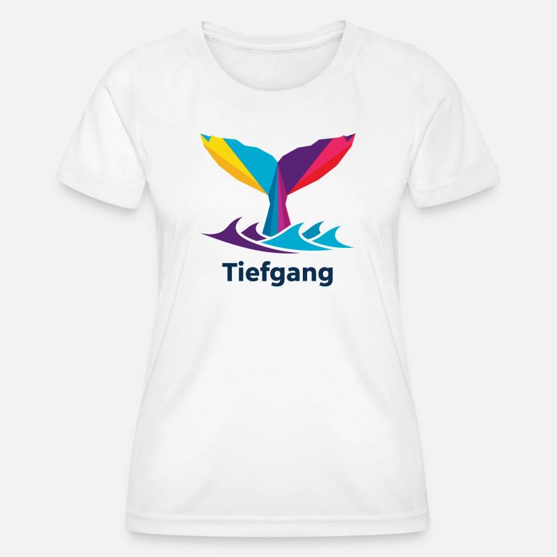 Abstract colorful whale fin with "draught" - Women's Functional T-Shirt - white