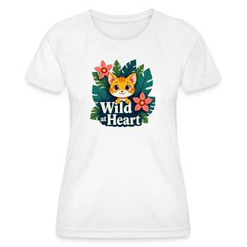 Wilder Katzenfreund mit Blumenmotiven - Frauen Funktions-T-Shirt - Weiß - Vorne - AI Model Female 172 dark (172cm)