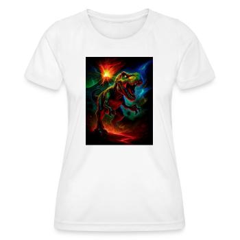 Vulkan-Tyrann im Neonfeuer - Frauen Funktions-T-Shirt - Weiß - Vorne - AI Model Female 172 dark (172cm)