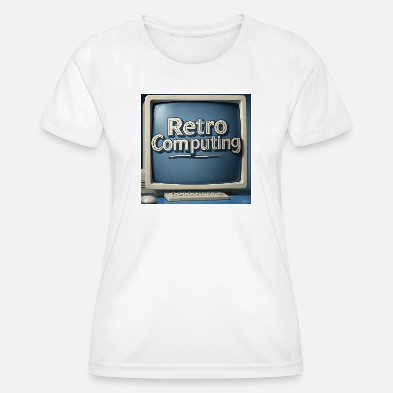 Retro Computer Graphics on Blue Background - Women's Functional T-Shirt - white