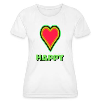 VIBRANT heart graphic with neon framing - Women's Functional T-Shirt - white - Front - AI Model Female 172 dark (172cm)
