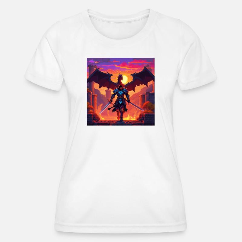 Dragon warrior in pixel art style - Women's Functional T-Shirt - white