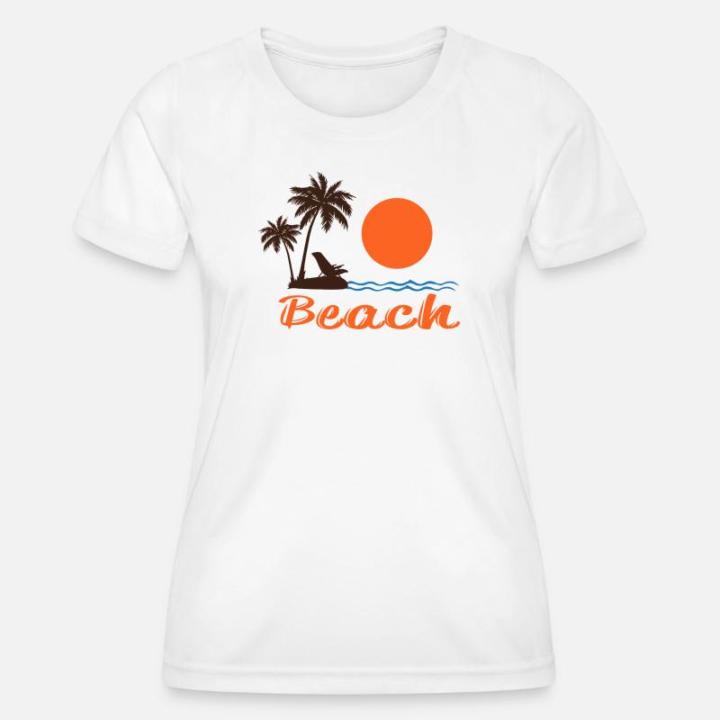 Beach Sunset with Palm Trees – Tropical Summer Design - Women's Functional T-Shirt - white