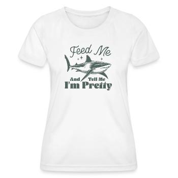Conception de protection contre les requins avec motif marin - T-shirt sport Femme - blanc - Devant - AI Model Female 172 dark (172cm)