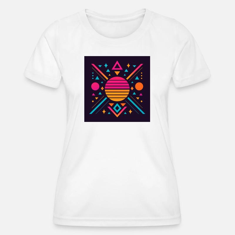 Synthwave geometric pattern - Women's Functional T-Shirt - white