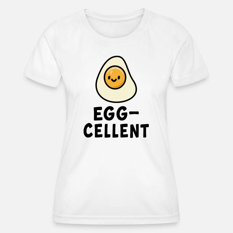 Cute Sunny Side Egg Illustration - Women's Functional T-Shirt - white