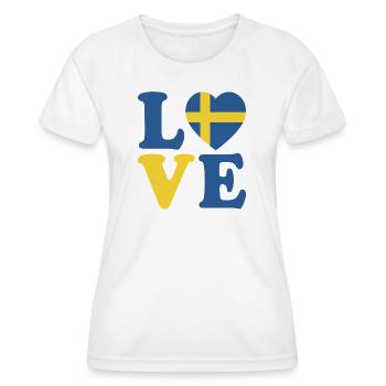 Schwarz-weiße schwedische Flagge herzförmiges Design - Frauen Funktions-T-Shirt - Weiß - Vorne - AI Model Female 172 dark (172cm)