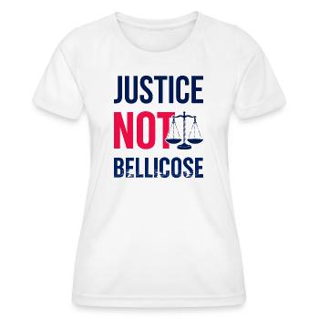 JUSTICE_NOT_BELLICOSE - T-shirt sport Femme - blanc - Devant - AI Model Female 172 dark (172cm)