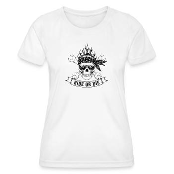 Rouler ou mourir - T-shirt sport Femme - blanc - Devant - AI Model Female 172 dark (172cm)