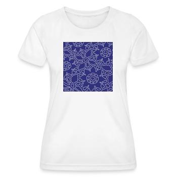 Lineares geometrisches Weihnachtsmuster - Frauen Funktions-T-Shirt - Weiß - Vorne - AI Model Female 172 dark (172cm)