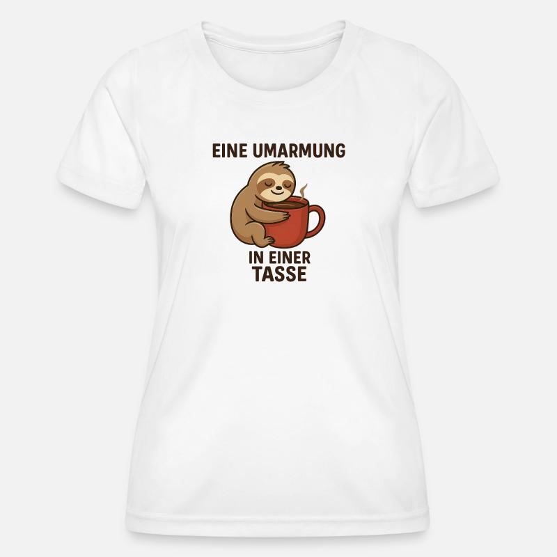 Cute sloth with coffee cup - Women's Functional T-Shirt - white