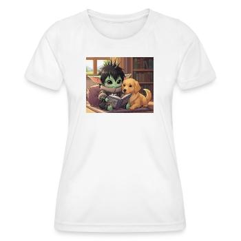 Little Goblin with Dog and Comic Book - Women's Functional T-Shirt - white - Front - AI Model Female 172 dark (172cm)