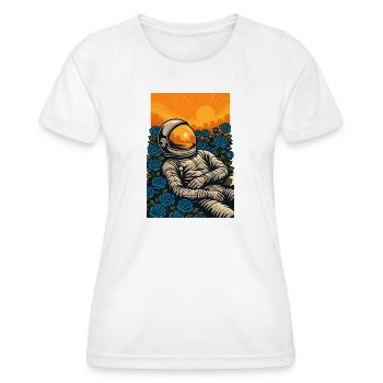 Sonnenuntergangs-Astronaut im blauen Rosengarten - Frauen Funktions-T-Shirt - Weiß - Vorne - AI Model Female 172 dark (172cm)