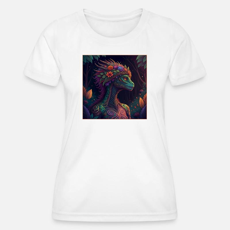 Mythical Jungle Dragon Illustration - Women's Functional T-Shirt - white