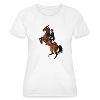 Cavalier élégant sur cheval cabré - T-shirt sport Femme - blanc - Devant - AI Model Female 172 dark (172cm)