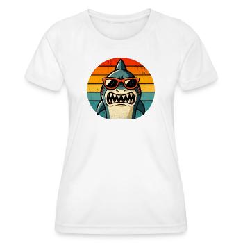 Cool Shark with Sunglasses - Women's Functional T-Shirt - white - Front - AI Model Female 172 dark (172cm)