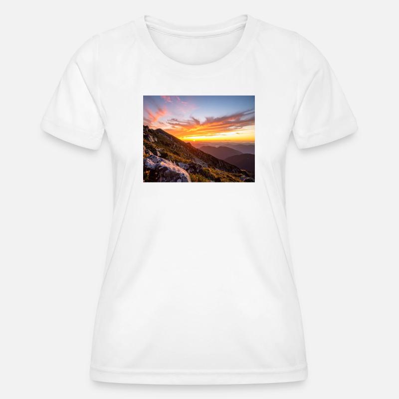 Sunset over the mountain - Women's Functional T-Shirt - white