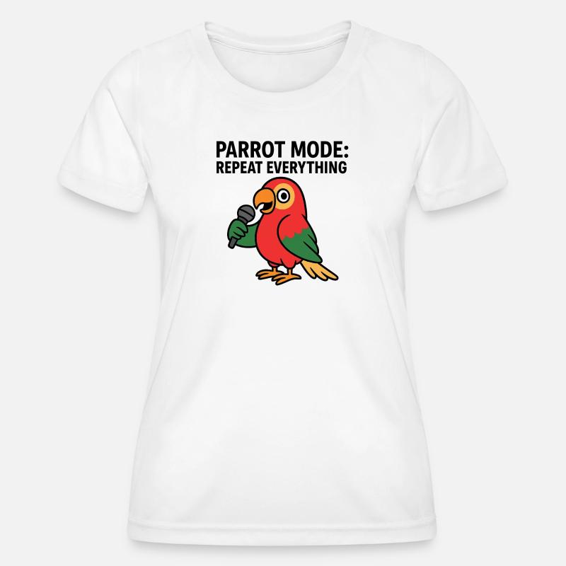 Vibrant Parrot With Microphone Illustration - Women's Functional T-Shirt - white