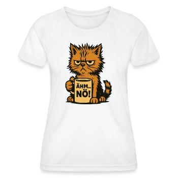Tasse à café – Hum, nope – Cat Design - T-shirt sport Femme - blanc - Devant - AI Model Female 172 dark (172cm)