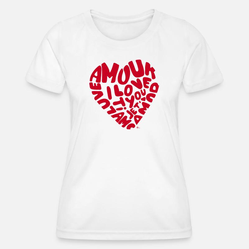 Multilingual heart - Women's Functional T-Shirt - white