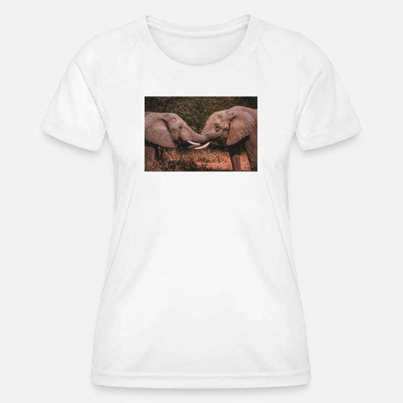Elephants Intertwining Trunks  - Women's Functional T-Shirt - white