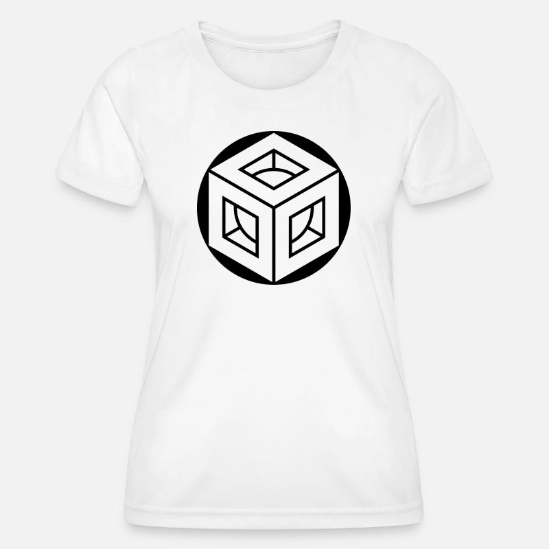 Metatron's Cube Crop Circle Design - Women's Functional T-Shirt - white