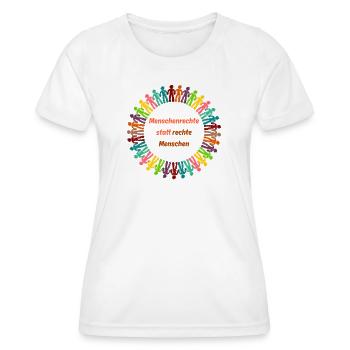 Menschenrechte statt rechte Menschen  orange - Frauen Funktions-T-Shirt - Weiß - Vorne - AI Model Female 172 dark (172cm)