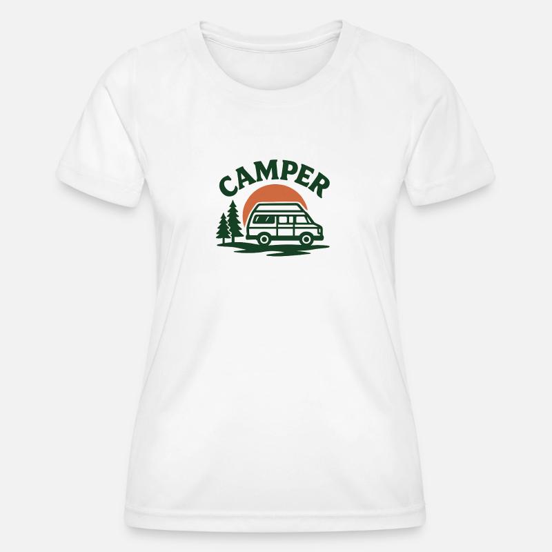 Camping Van Nature Motivation - Women's Functional T-Shirt - white