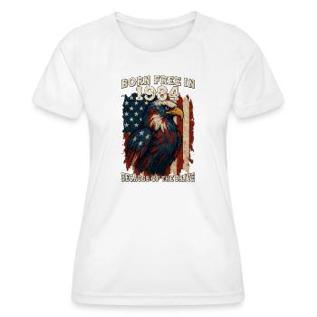Né libre en 1984 – 41 ans de Red, White & Bold - T-shirt sport Femme - blanc - Devant - AI Model Female 172 dark (172cm)